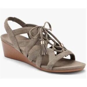 Vionic Womens Kalie Wedge Sandals Lace Up‎ Tassel Comfort Casual Gray Size 11